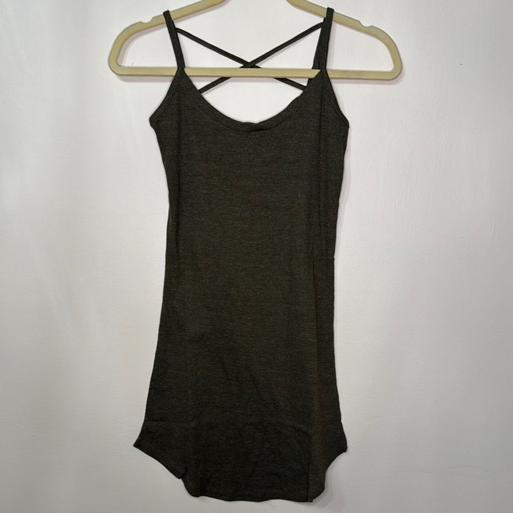 Chaser Olive Green Ribbed Tank Top Dress NWT